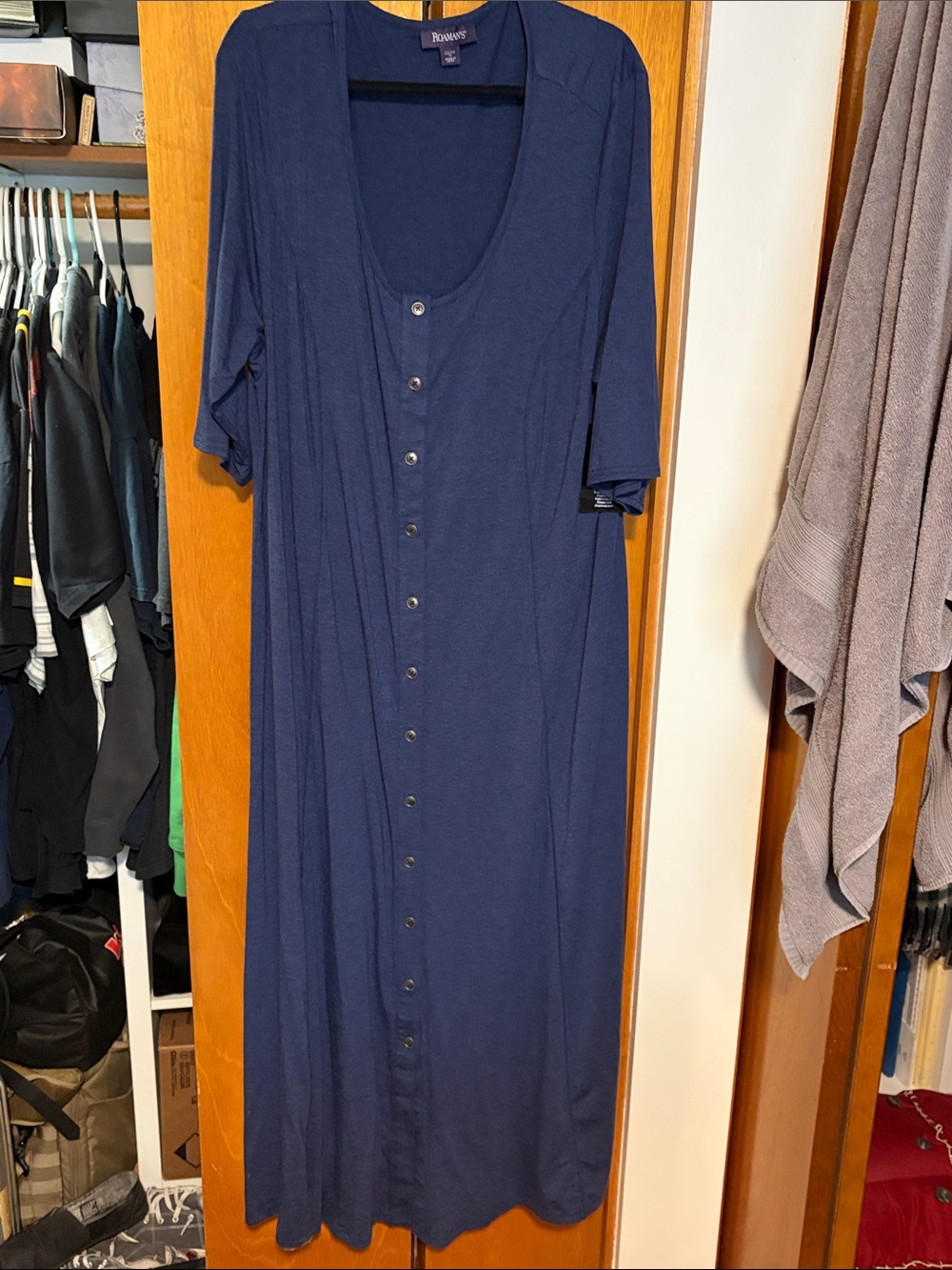 Roaman's Deep Navy Scoop Neck Maxi Dress
